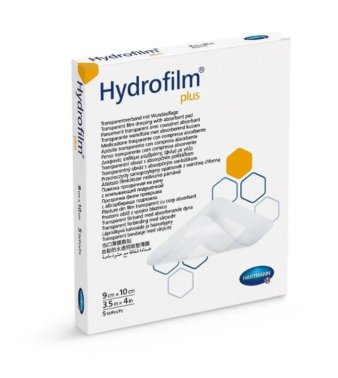 7609625314_povyazka-plivkova-prozora Пов'язка плівкова прозора Hydrofilm Plus 9х10см з абсорбуючою подушечкою 1 шт - Зображення 1