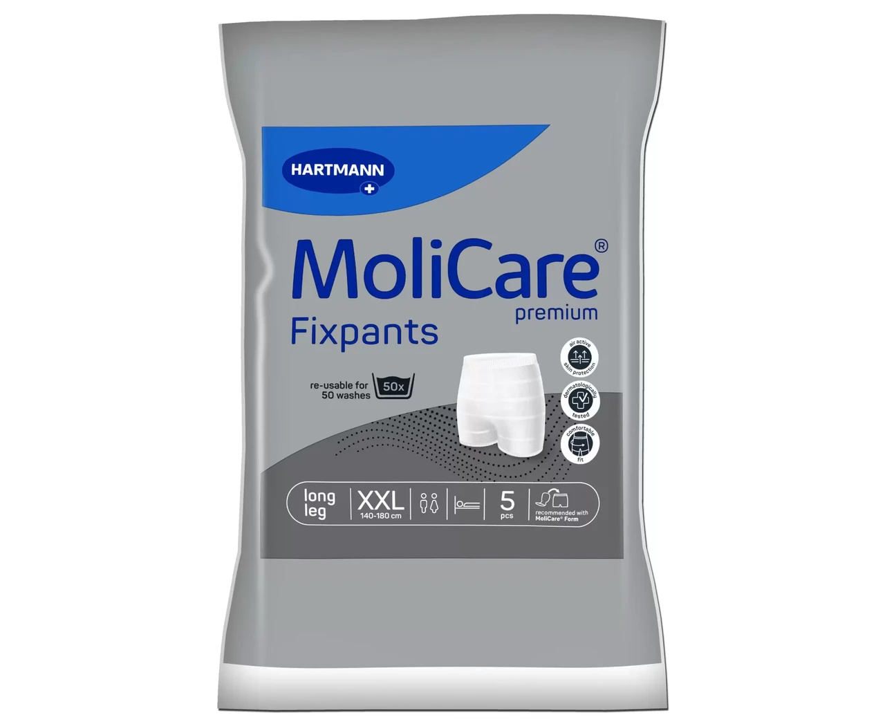 7609631291_elastichni-shtantsi-dlya Еластичні штанці для фіксації прокладок MOLICARE PREMIUM FIXPANTS подовжені 5 ШТ XXL - Зображення 1