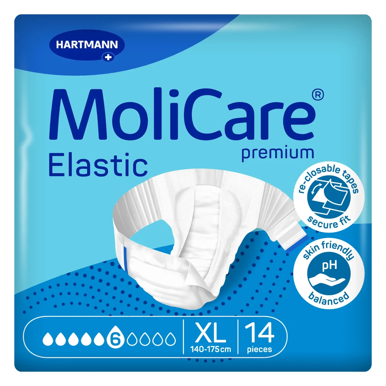 7609632087_pidguzki-dlya-doroslih Підгузки для дорослих MoliCare Premium Elastic 6 крапель XL 14шт/пак - Зображення 1