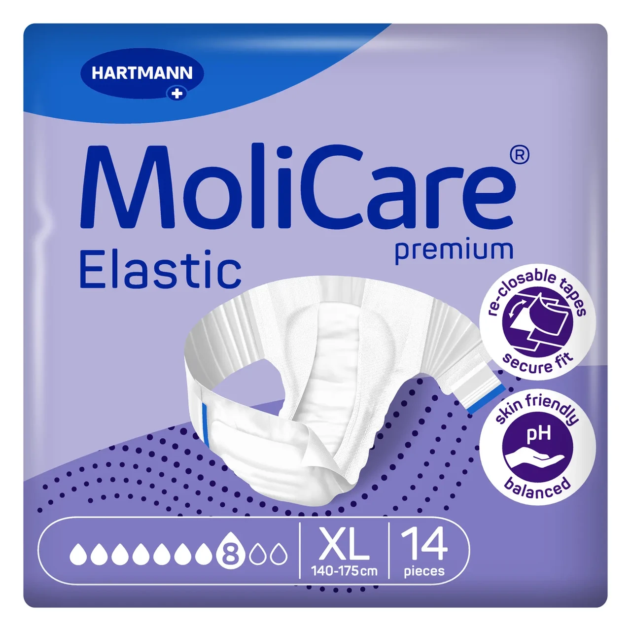 7609632770_pidguzki-dlya-doroslih Підгузки для дорослих MoliCare Premium Elastic 8 крапель XL 14шт/пак - Зображення 1