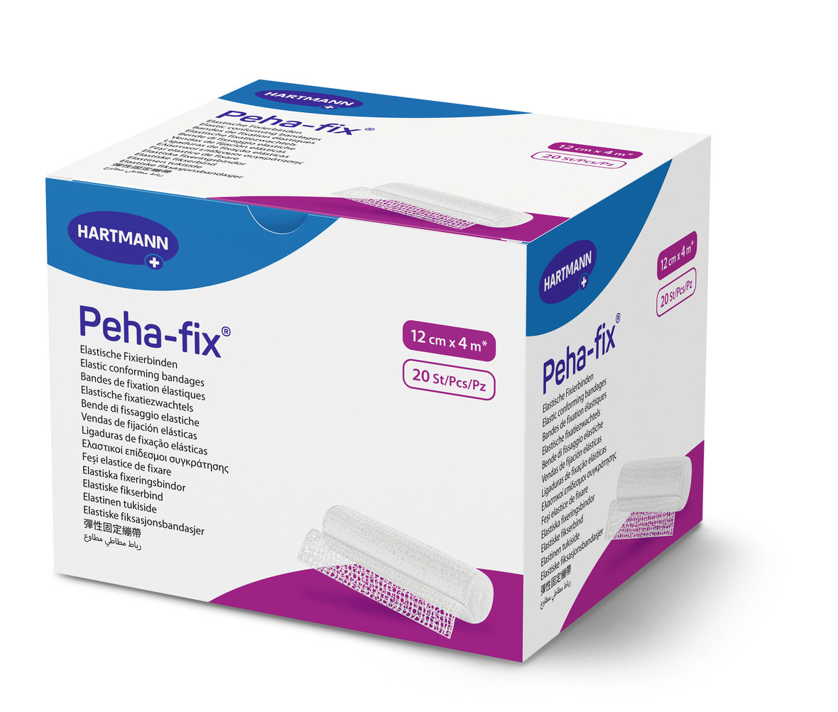 7609638495_bint-elastichnij-fiksuvalnij Бинт еластичний фіксувальний Peha-fix 12 см х 4м 20 шт., без індивідуального пакування - Зображення 1