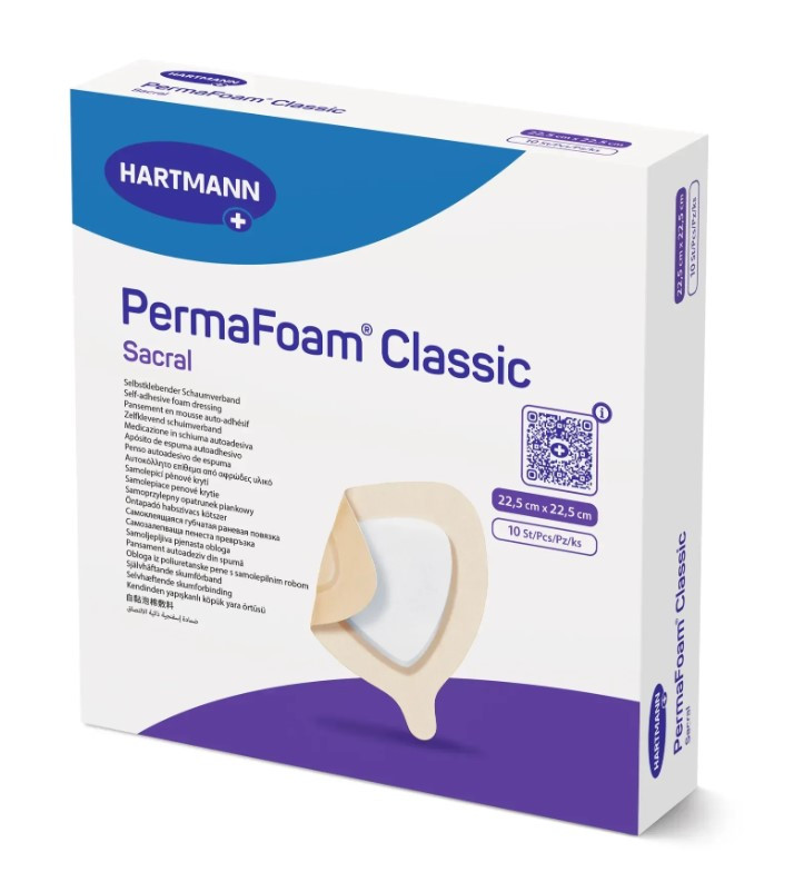 7609644553_samokleyucha-gubchasta-povyazka Самоклеюча губчаста пов'язка PermaFoam® Classic Sacral 22,5см х 22,5см - Зображення 1